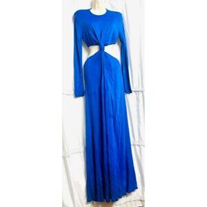 Farm RIO Vibrant Blue Coquette Festive Spandex Waist & Back Cut off Open Maxi M